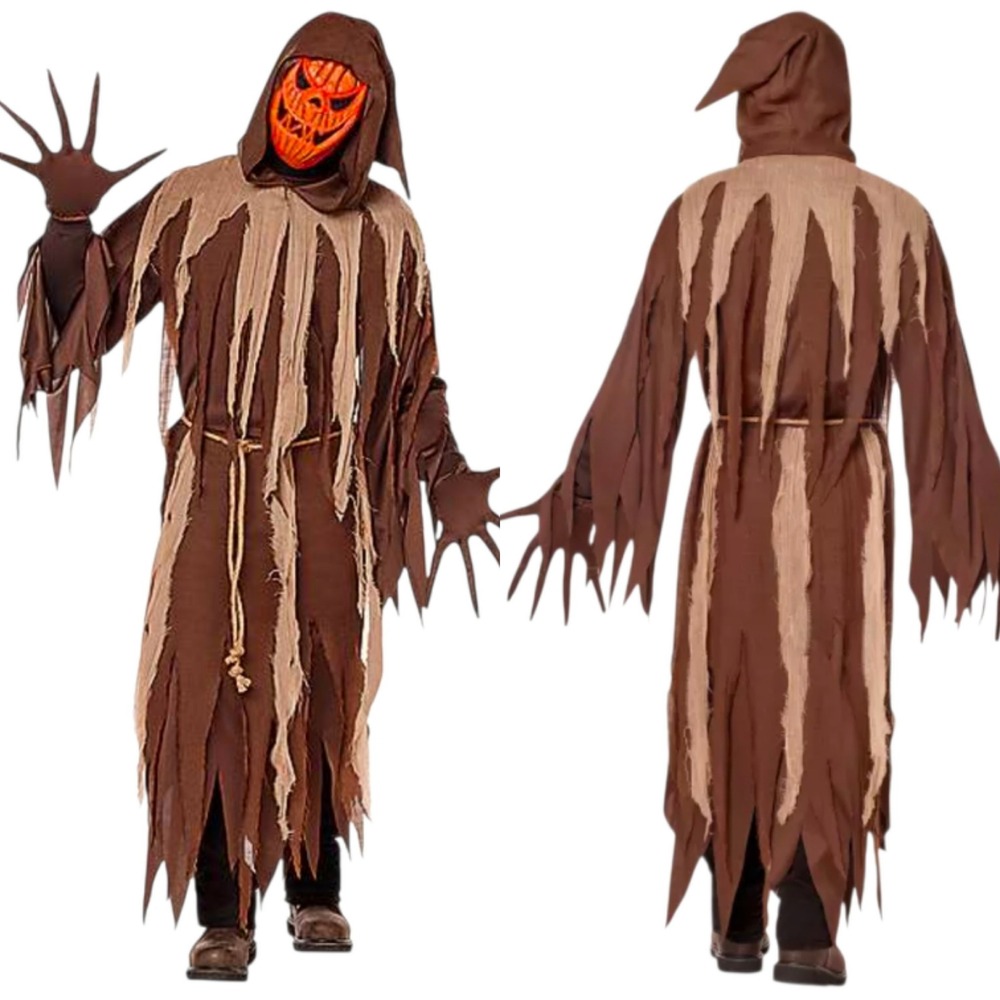 Spirit Halloween Costume Robe Mens Medium Brown Good Distressed Tattered Hooded